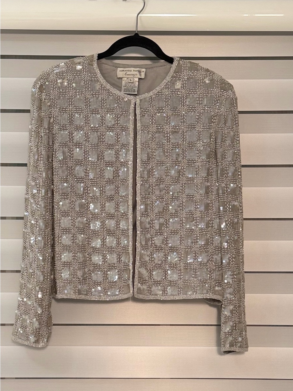Adrianna Papell Evening 100% Silk Beaded Sequin Jacket Size L